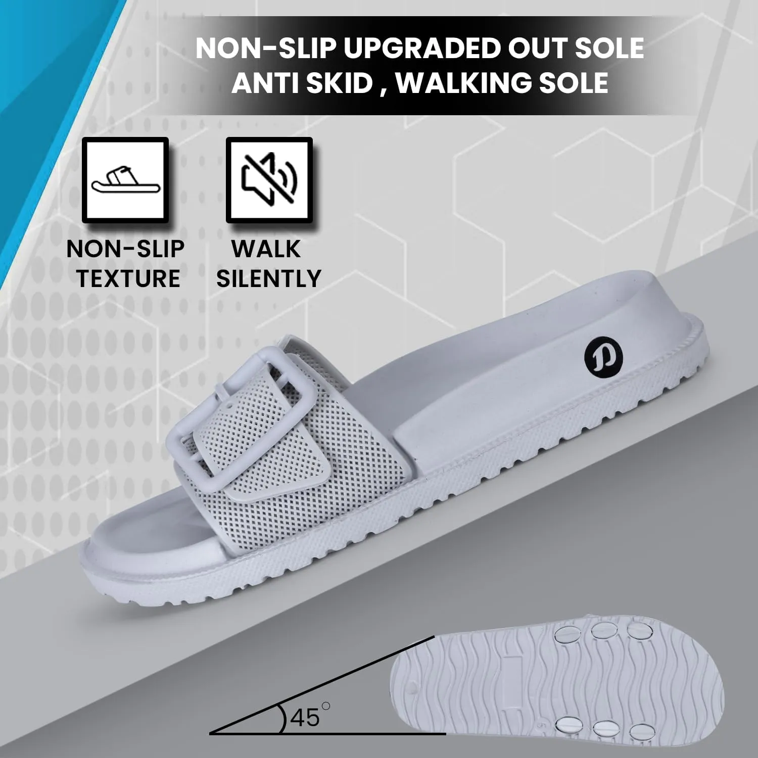Women's Classic Cushion Sliders/Slippers with Adjustable Buckle Strap for Adult|Comfortable & LightWeight|Stylish & Anti-Skid|Waterproof & Everyday Flip Flops for Ladies/Girls D-526