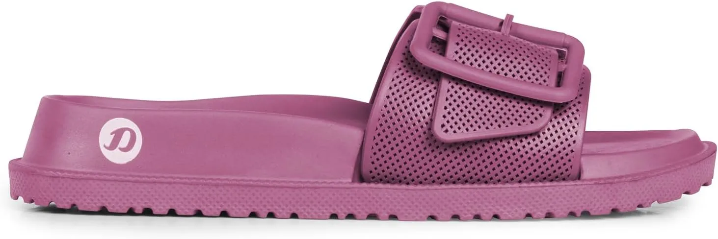 Women's Classic Cushion Sliders/Slippers with Adjustable Buckle Strap for Adult|Comfortable & LightWeight|Stylish & Anti-Skid|Waterproof & Everyday Flip Flops for Ladies/Girls D-526