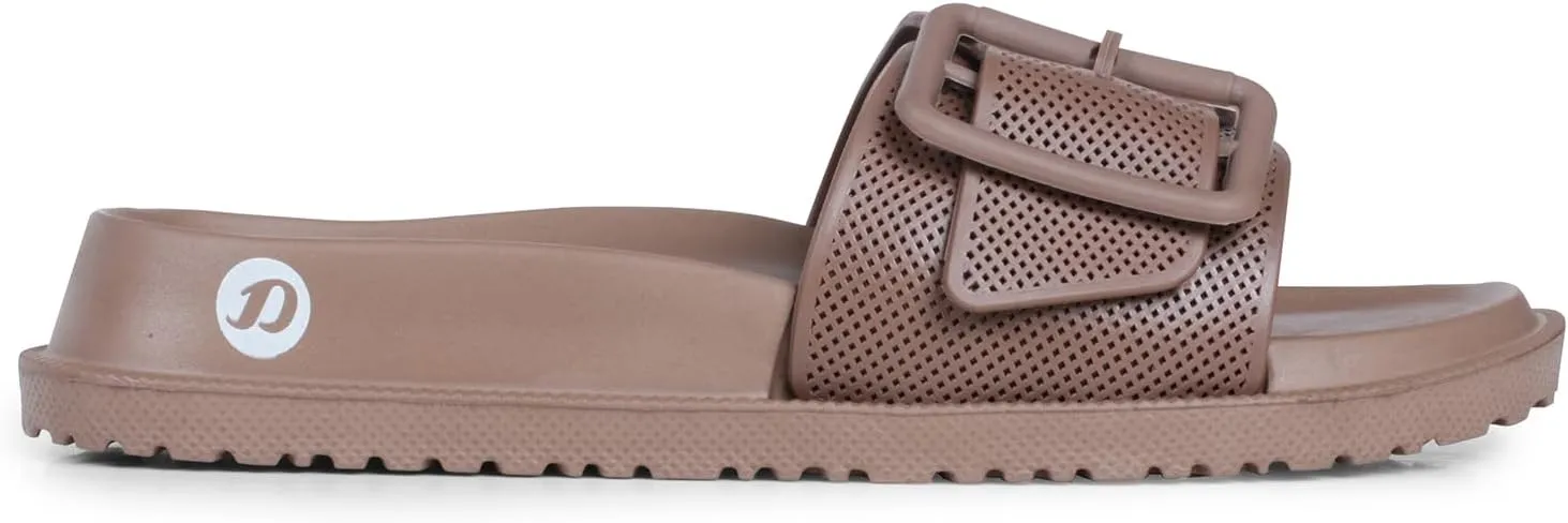 Women's Classic Cushion Sliders/Slippers with Adjustable Buckle Strap for Adult|Comfortable & LightWeight|Stylish & Anti-Skid|Waterproof & Everyday Flip Flops for Ladies/Girls D-526