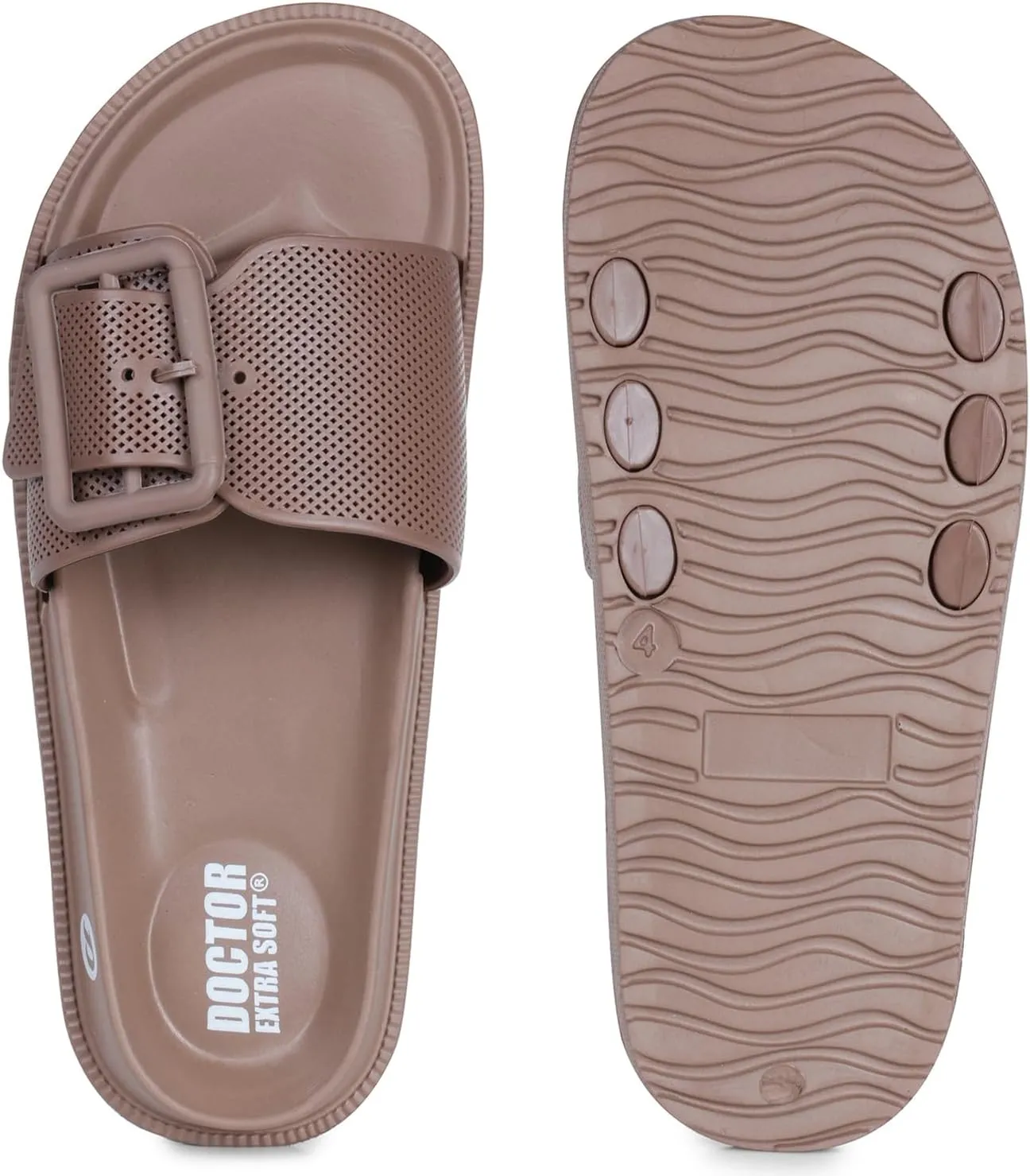 Women's Classic Cushion Sliders/Slippers with Adjustable Buckle Strap for Adult|Comfortable & LightWeight|Stylish & Anti-Skid|Waterproof & Everyday Flip Flops for Ladies/Girls D-526