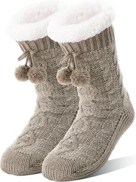 Womens Slipper Fuzzy Grips Socks Fluffy Winter Warm Thick Thermal Cozy Plush Non Slip Cabin Soft Fleece Socks