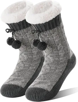 Womens Slipper Fuzzy Grips Socks Fluffy Winter Warm Thick Thermal Cozy Plush Non Slip Cabin Soft Fleece Socks