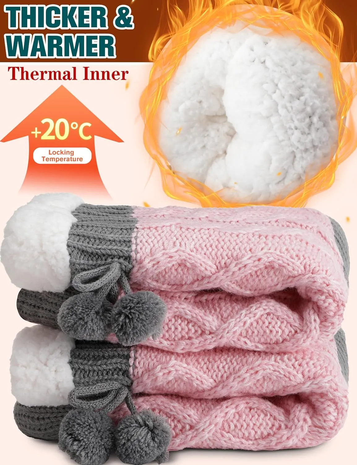 Womens Slipper Fuzzy Grips Socks Fluffy Winter Warm Thick Thermal Cozy Plush Non Slip Cabin Soft Fleece Socks