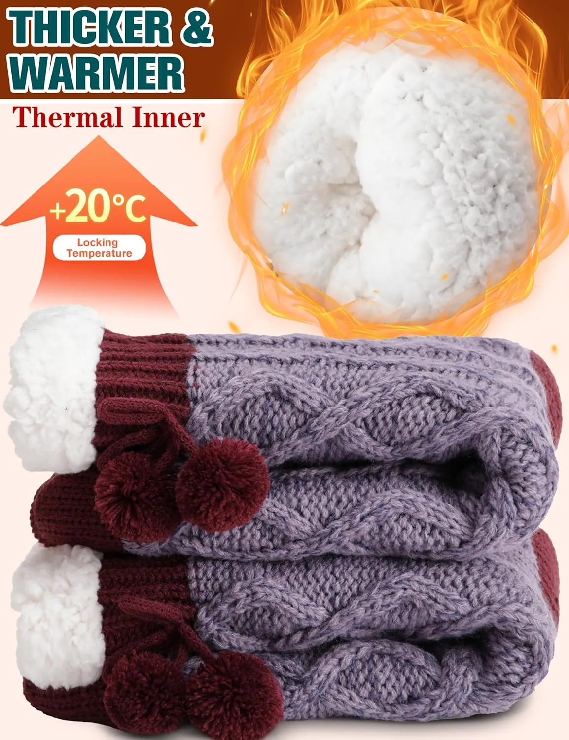 Womens Slipper Fuzzy Grips Socks Fluffy Winter Warm Thick Thermal Cozy Plush Non Slip Cabin Soft Fleece Socks