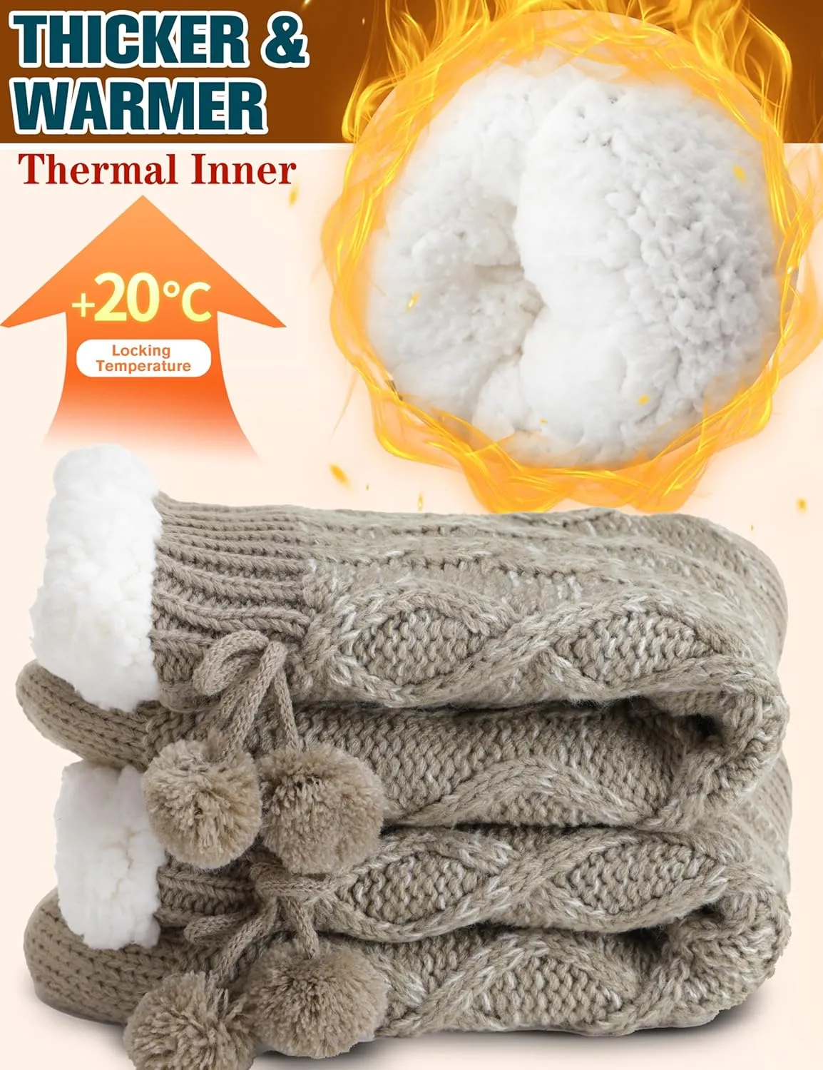 Womens Slipper Fuzzy Grips Socks Fluffy Winter Warm Thick Thermal Cozy Plush Non Slip Cabin Soft Fleece Socks