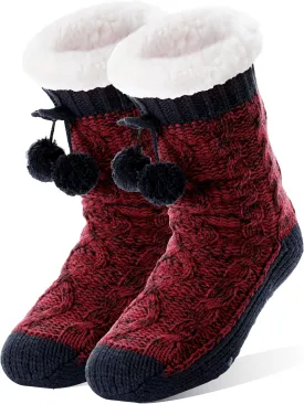 Womens Slipper Fuzzy Grips Socks Fluffy Winter Warm Thick Thermal Cozy Plush Non Slip Cabin Soft Fleece Socks