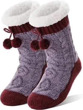 Womens Slipper Fuzzy Grips Socks Fluffy Winter Warm Thick Thermal Cozy Plush Non Slip Cabin Soft Fleece Socks