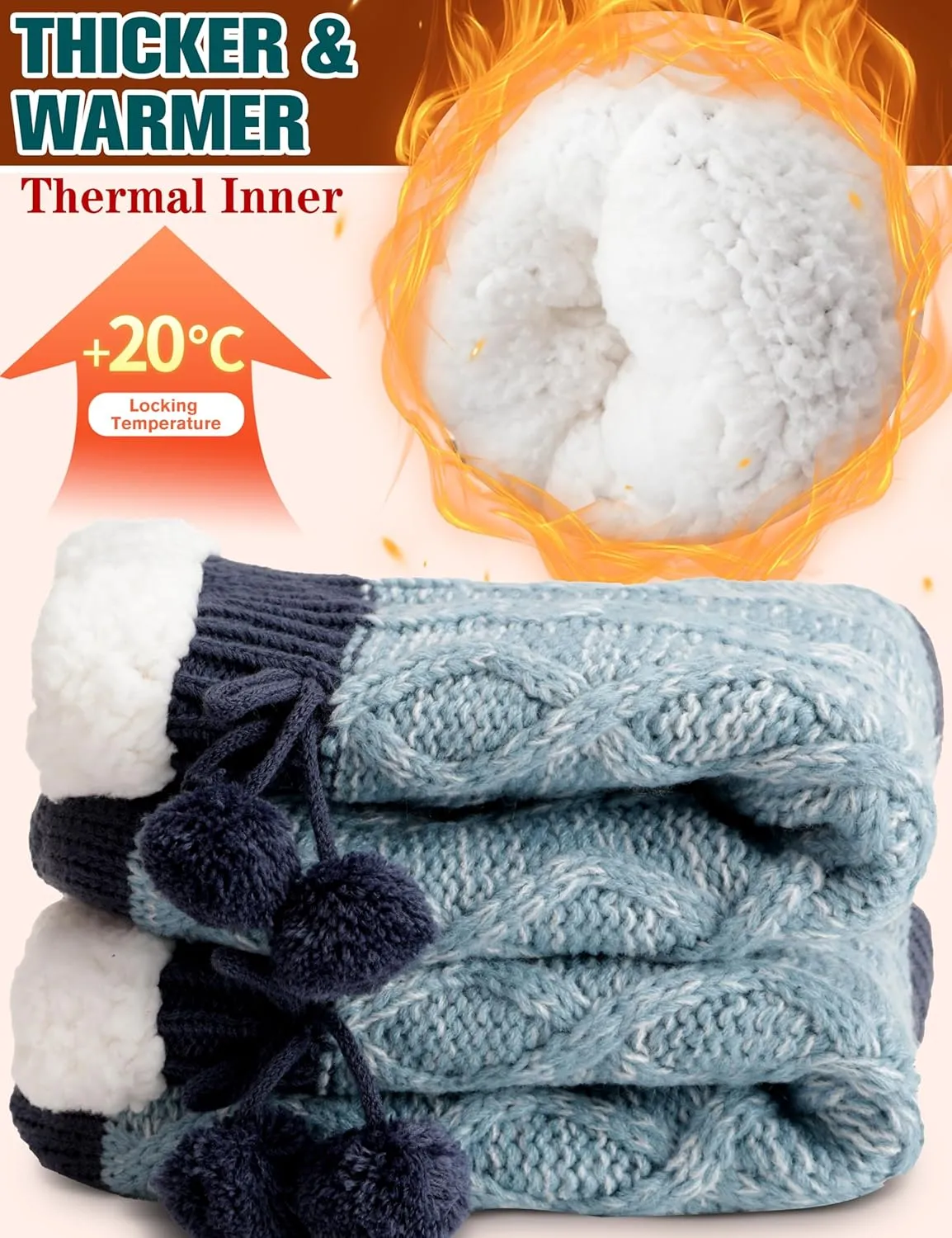Womens Slipper Fuzzy Grips Socks Fluffy Winter Warm Thick Thermal Cozy Plush Non Slip Cabin Soft Fleece Socks