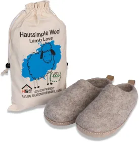 Wool Indoor Slippers - Natural Organic Wool, Genuine Leather Sole, Handmade in Nepal - Cozy, Warm, Soft, Unisex Non-Slip House Shoes for Men & Women - Perfect for Winter Comfort