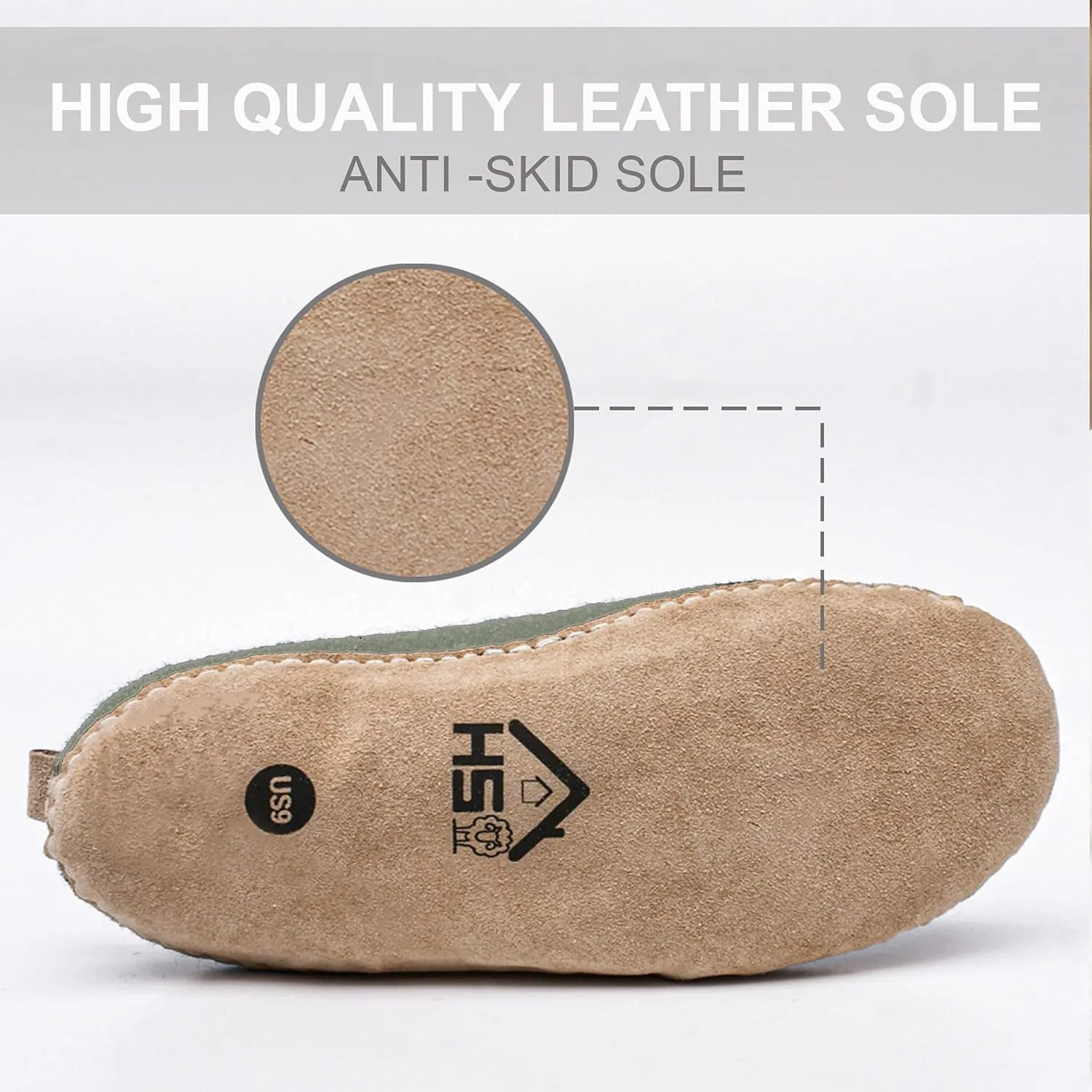 Wool Indoor Slippers - Natural Organic Wool, Genuine Leather Sole, Handmade in Nepal - Cozy, Warm, Soft, Unisex Non-Slip House Shoes for Men & Women - Perfect for Winter Comfort