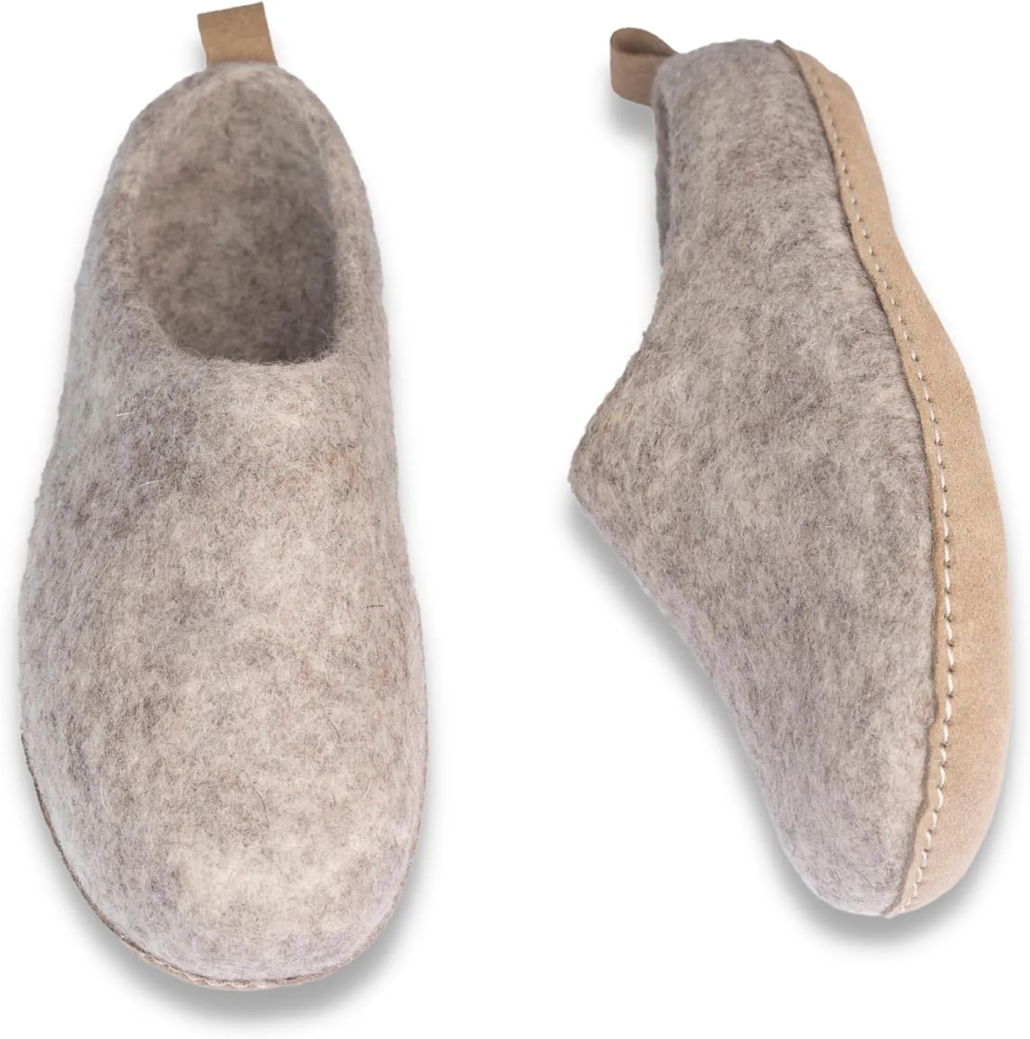 Wool Indoor Slippers - Natural Organic Wool, Genuine Leather Sole, Handmade in Nepal - Cozy, Warm, Soft, Unisex Non-Slip House Shoes for Men & Women - Perfect for Winter Comfort